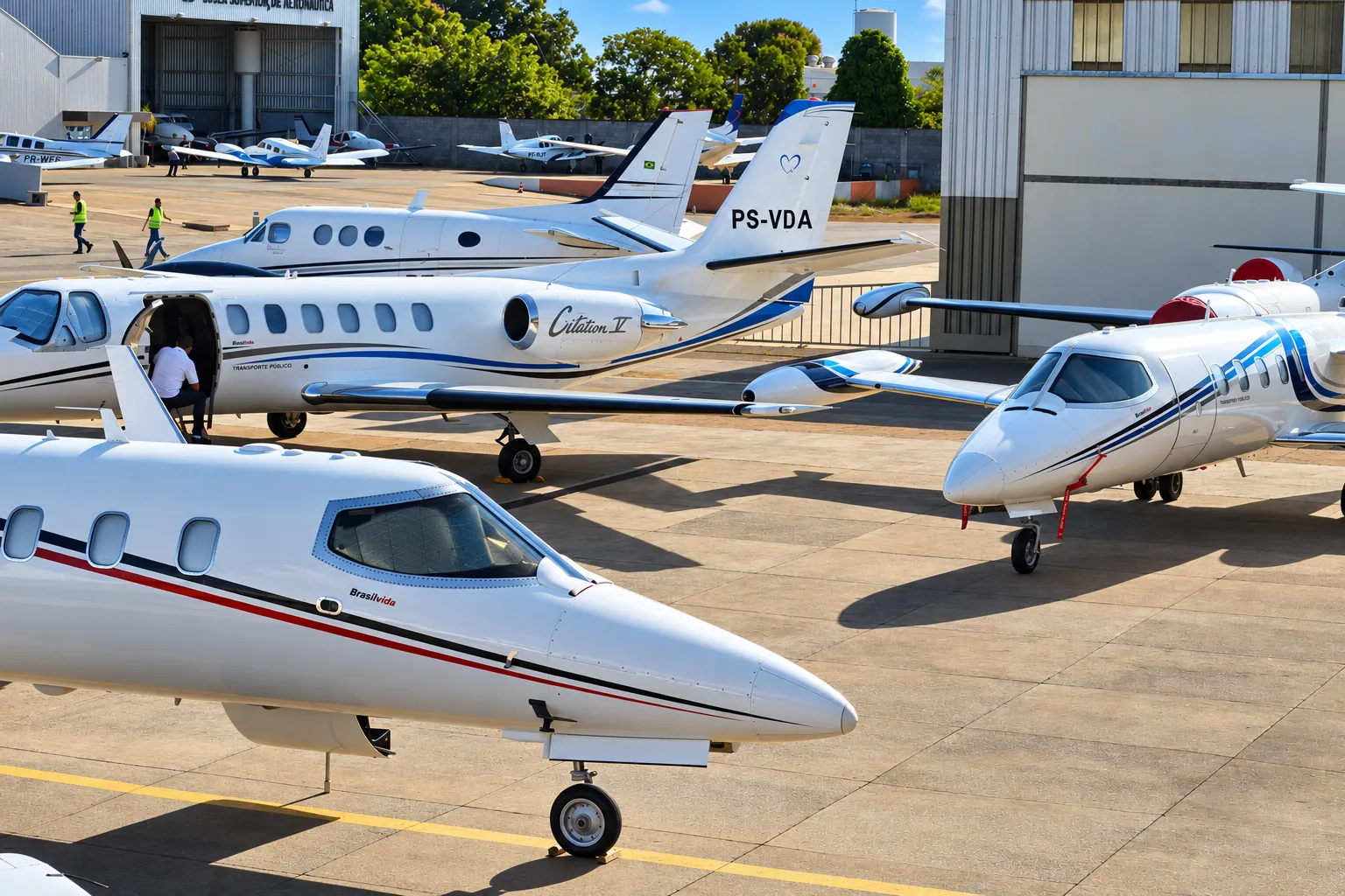 Brasil Vida jets, including a Citation V, parked on the ramp